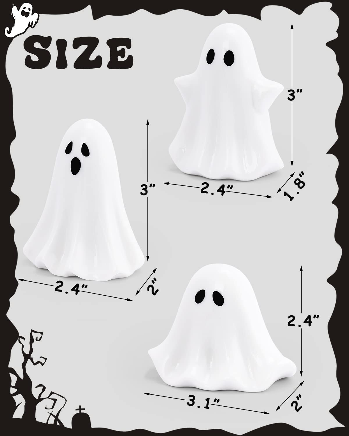 Tuitessine Ceramic Ghosts Small Scary Ghost Figurines Halloween Ghost Sculpture Statue Farmhouse ... | Amazon (US)