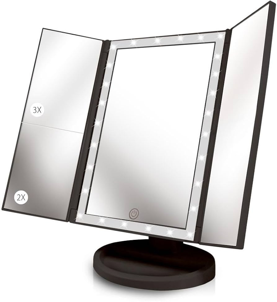 Beautyworks Backlit Makeup Vanity Mirror 36 LED Lights Touch-Screen Light Control, Tri-Fold 1/2/3... | Amazon (US)