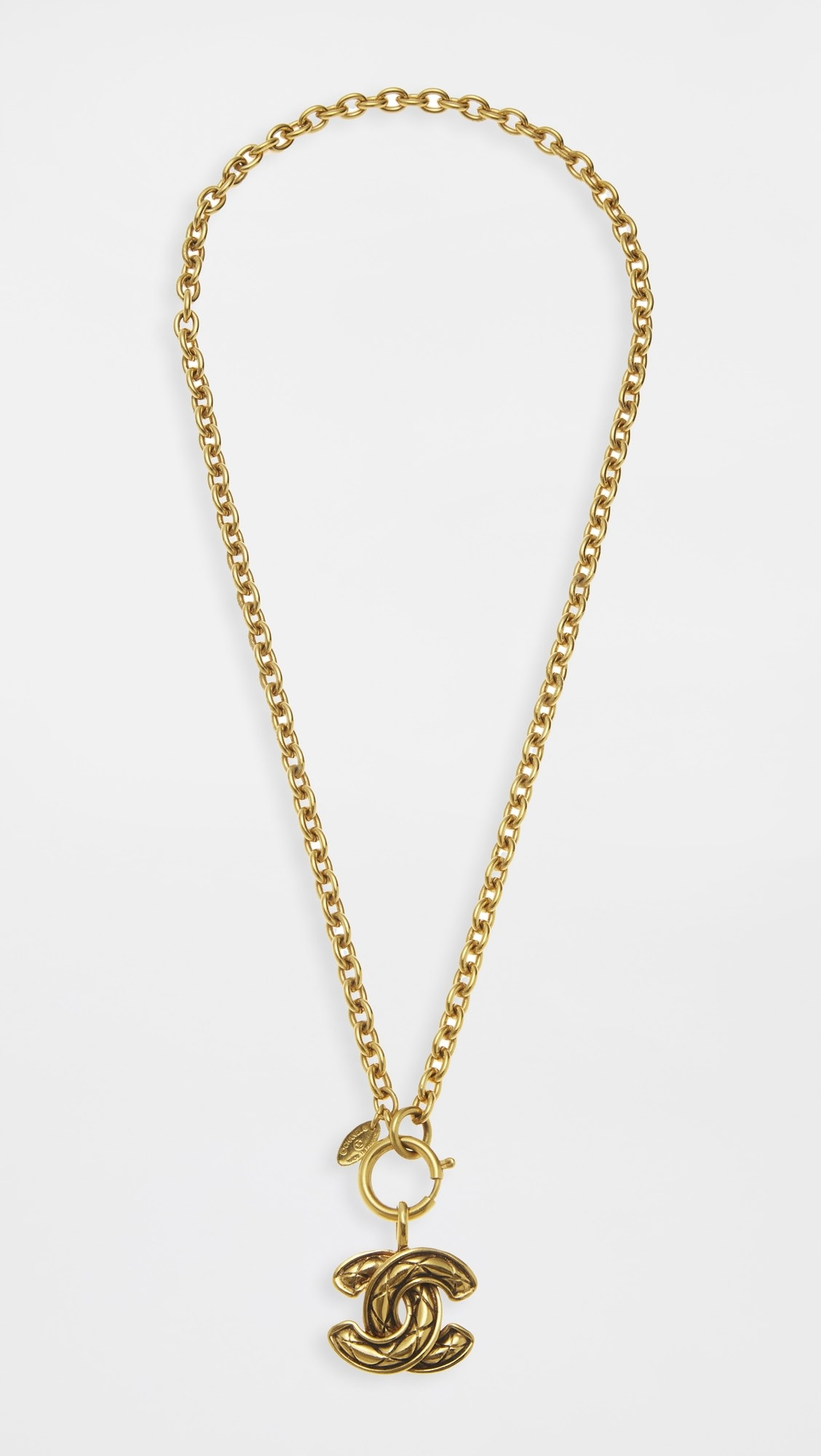 Chanel Gold Quilted CC Necklace | Shopbop