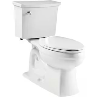 Elmbrook The Complete Solution 2-Piece 1.28 GPF Single Flush Elongated Toilet in White with Quiet... | The Home Depot