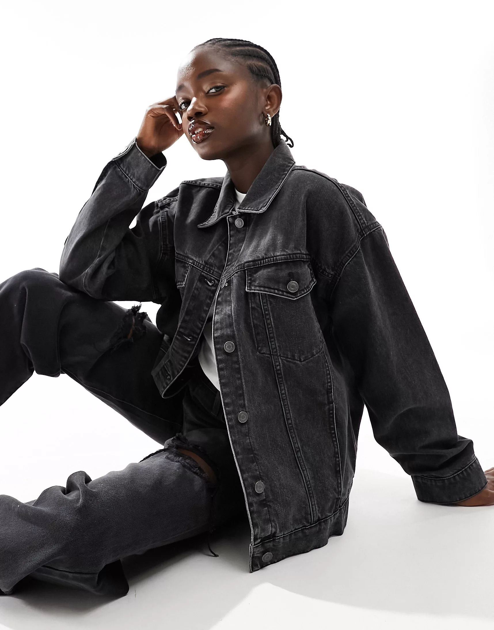 ASOS DESIGN - Veste en jean oversize style années 90 - Noir délavé | ASOS | ASOS (Global)