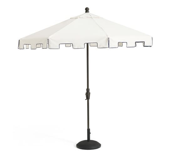 9' Round Capri Umbrella – Sunbrella® Natural with Navy Piping | Pottery Barn (US)