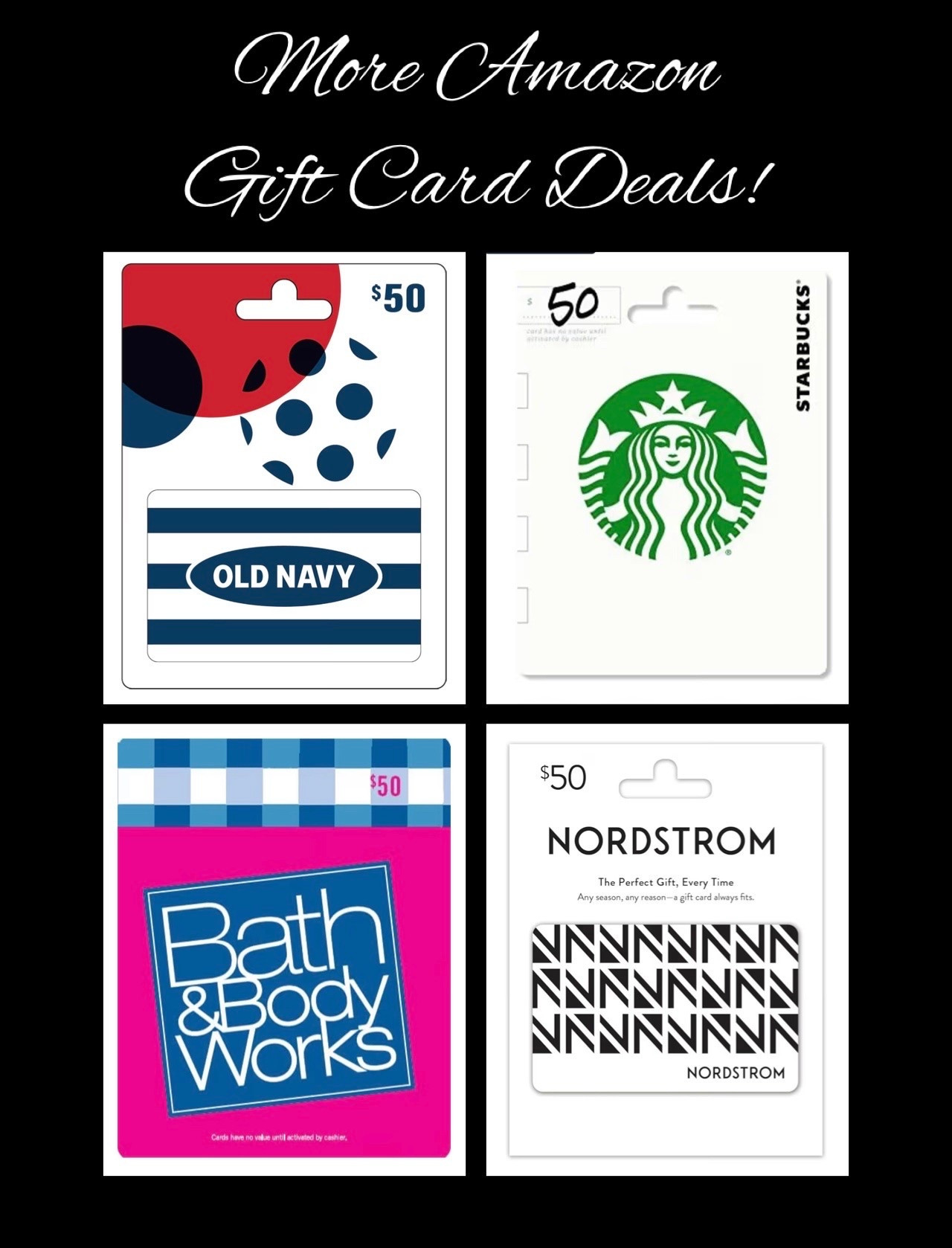 More Amazon Gift Card deals just went live!!! These are absolutely flying, and Nordstrom and Starbucks will be the first to go since Amazon has never offered a discount on these before 🙌🏻 You get physical gift cards sent to you, so they’re perfect to gift also!

#LTKSaleAlert #LTKootd #LTKdayinmylife