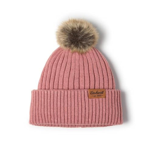 Carhartt Women's Knit Faux Fur Pom-Pom Beanie, Rose Tint NEP, One Size | Amazon (US)