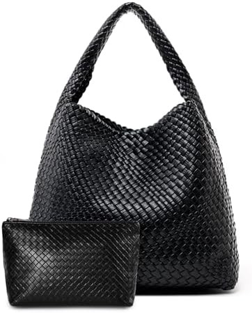 Large Woven Tote Bag for Women Weave Purse Woven Leather Handbag | Amazon (US)