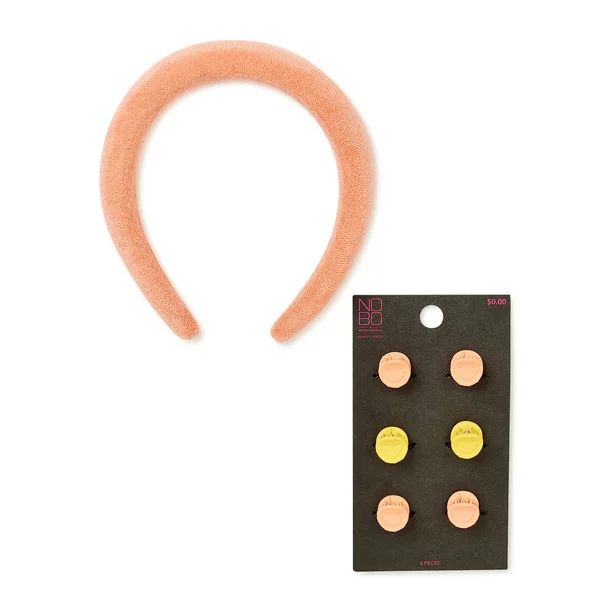 No Boundaries Women's Peach Icon Clips and Headband Set, 7-Piece | Walmart (US)