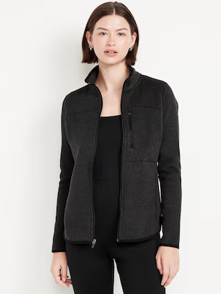 Fitted Sweater Fleece Zip Jacket | Old Navy (US)