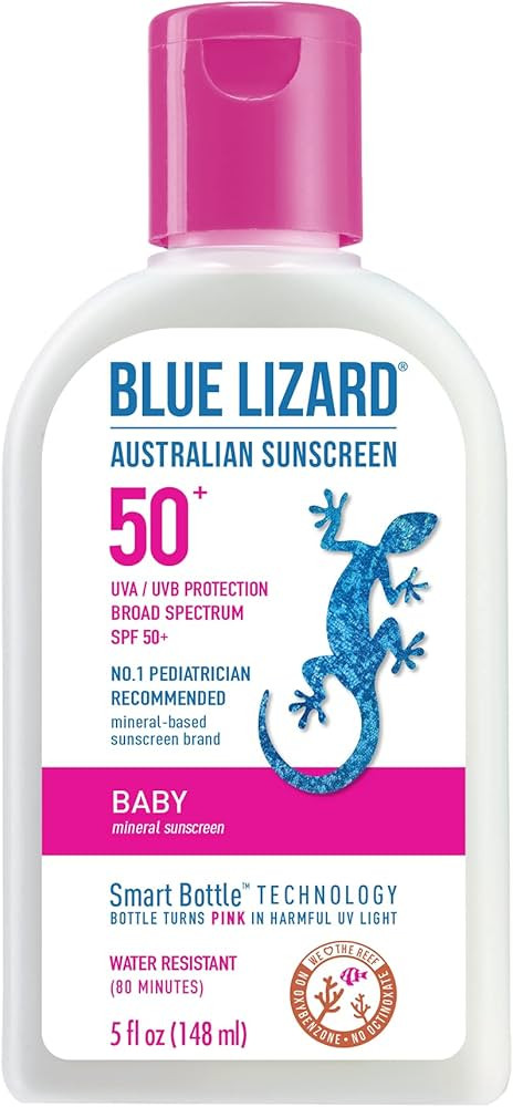 Blue Lizard Baby Mineral Sunscreen with Zinc Oxide, Water Resistant, UVA/UVB Protection with Smar... | Amazon (US)
