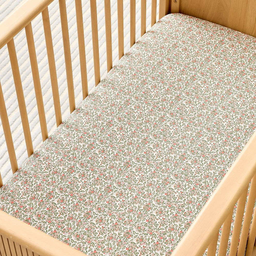 Pink Chicken Floral Crib Fitted Sheet | West Elm (US)