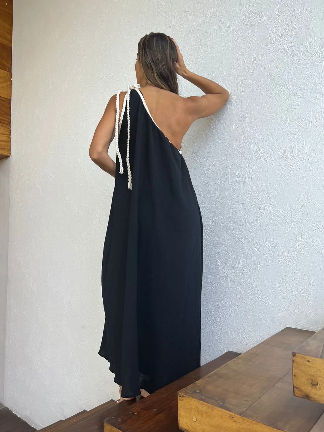 Handmade One-Shoulder Maxi Dress "GRECIA", Boho Dress, Beach Maxi dress, Boho Wedding Dress, Orga... | Etsy (US)