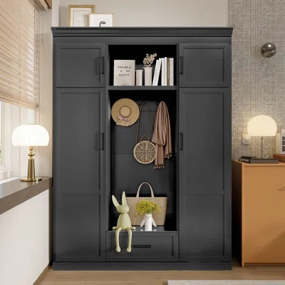 U-Can 85.2" H Hall Tree with Bench and 3 Hooks - Modern Entryway Storage Organizer for Hallway, Living Room | Wayfair North America