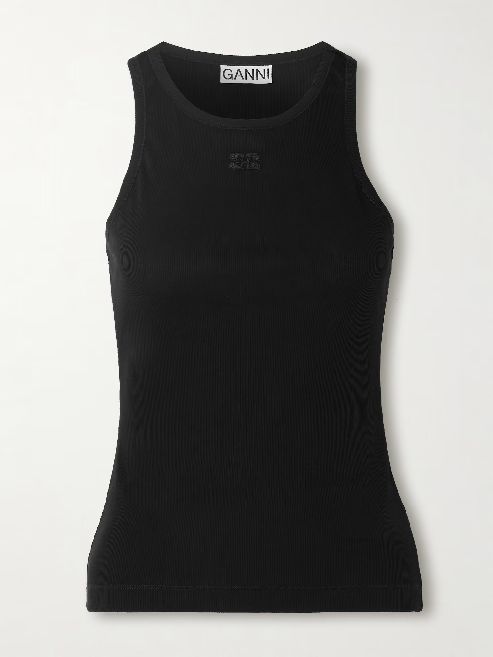 Embroidered ribbed stretch organic cotton-jersey tank | NET-A-PORTER (UK & EU)