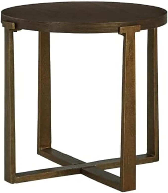 Signature Design by Ashley Balintmore Modern Round End Table, Dark Brown & Metallic | Amazon (US)