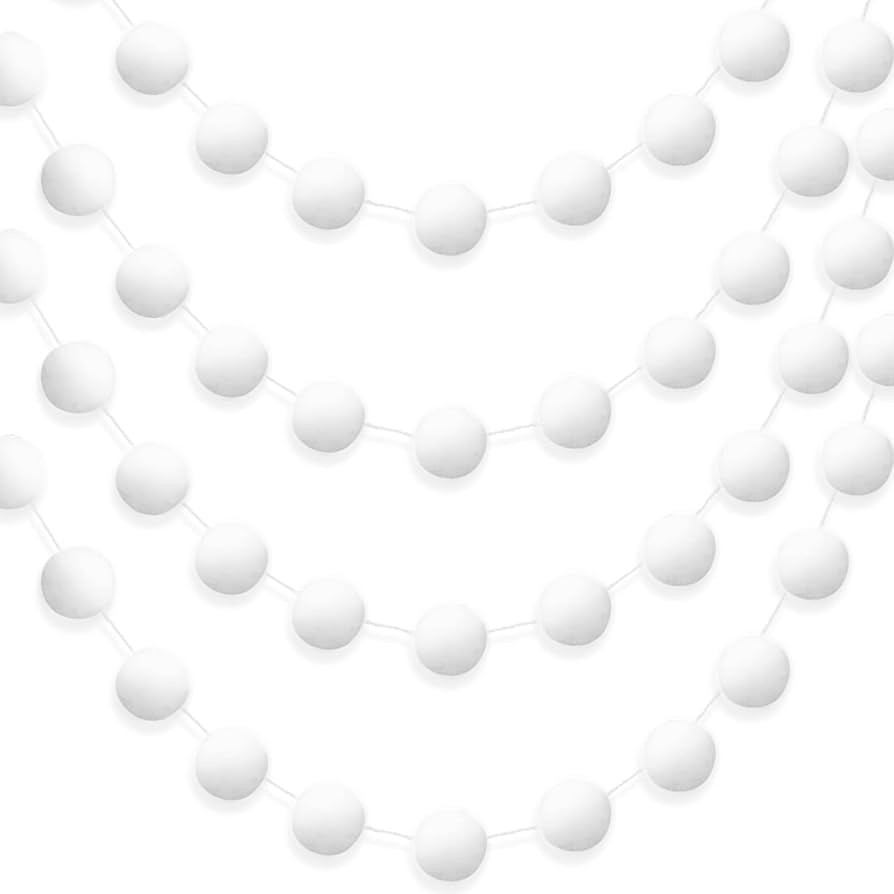 4 Pieces Christmas Wool Felt Ball Garland 7.2ft White Pom Pom Garland Ball Hanging Wool Felt Ball... | Amazon (US)