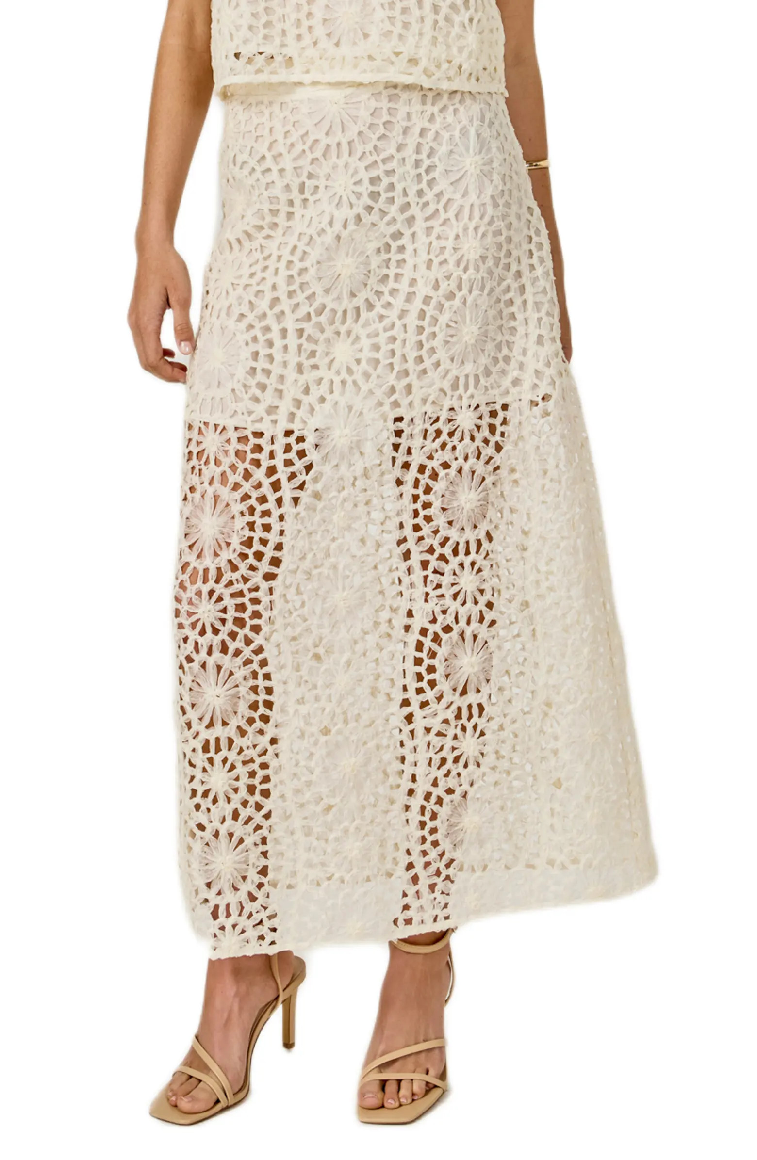 Textured Open Stitch Midi Skirt | Nordstrom