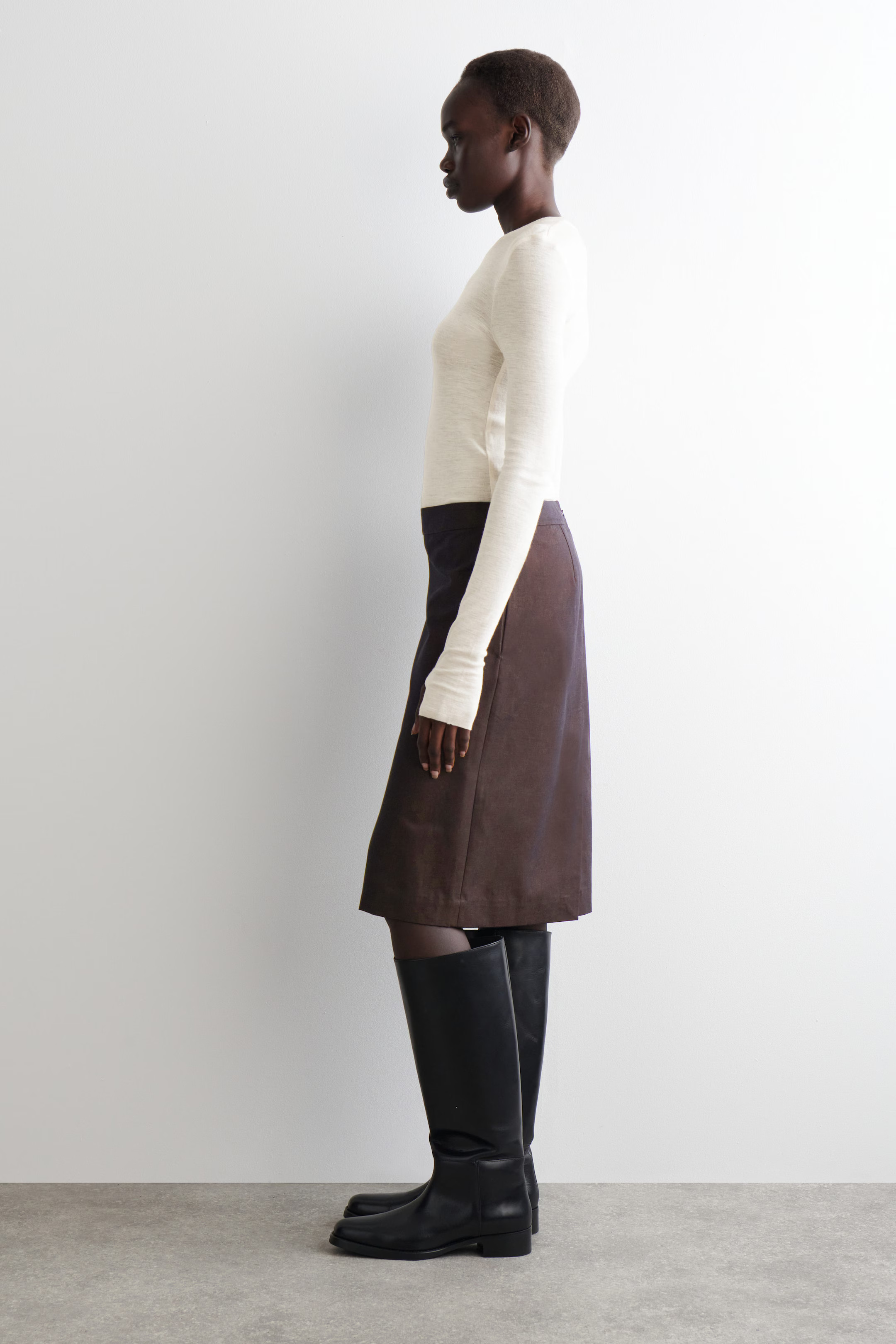 CREW-NECK MERINO WOOL TOP - OFF-WHITE | COS | COS UK