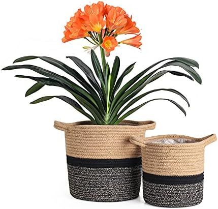 Plant Pots Cotton Rope Baskets for Indoor Plants,10” x 8”Flower Pots Storage for Toys and Towels,Wov | Amazon (US)