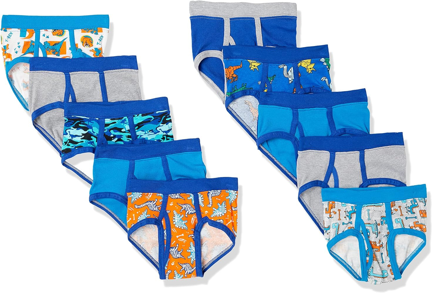 Hanes Toddler Boys' Briefs Pack, Dinosaur Printed Cotton Underwear, 10-Pack | Amazon (US)