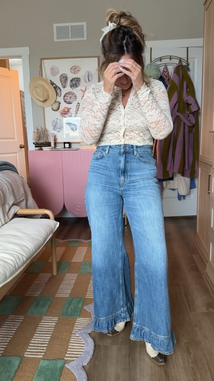 Serving effortless vintage vibes 🤍✨ This lace button-up + high-waisted wide-leg denim combo is giving comfy, flattering, and put-together all at once. Perfect for everyday errands or a casual brunch moment ☕️👖

@Anthropologie 

Shop the look on my LTK — linked for you!

#LTKstyle #LTKfinds #LTKunder100 #widelegjeans #vintagestyle #everydayoutfit #casualchic #denimlook #laceblouse #springoutfits #effortlessstyle #momstyle #neutralstyle #outfitinspo #dailylook