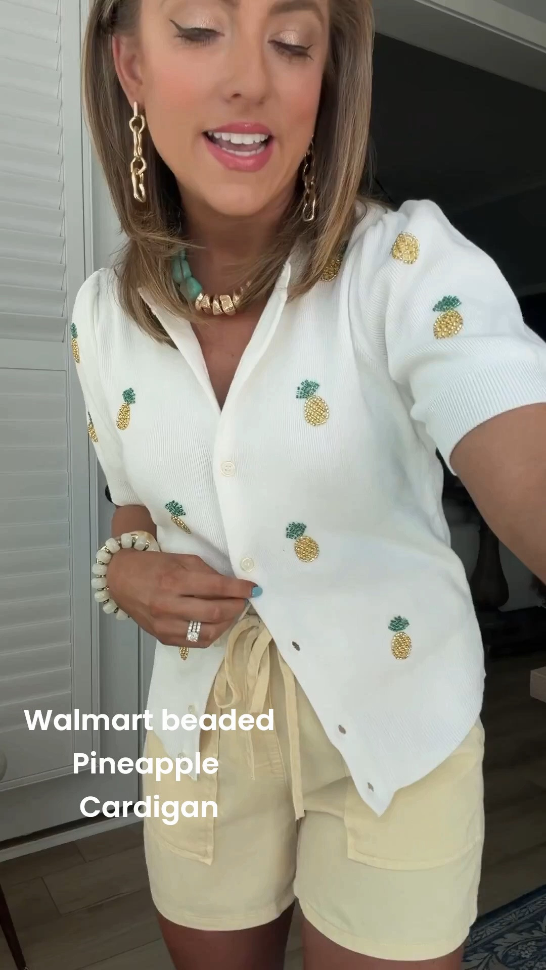 How cute is this new Walmart cardigan?! The embroidered pineapple details are the perfect playful touch for summer, and it pairs perfectly with these comfy yellow drawstring shorts. This outfit is lightweight, easy to wear, and ideal for everything from vacation mornings to casual summer days.

#WalmartFashion #WalmartStyle #SummerFashion #AffordableStyle #PineappleCardigan #VacationStyle #ResortWear #WalmartNewArrivals #SummerOOTD #CasualChic #FashionOver30 #BudgetFashion #EverydayStyle #SummerTrends

#LTKootd #LTKPetite