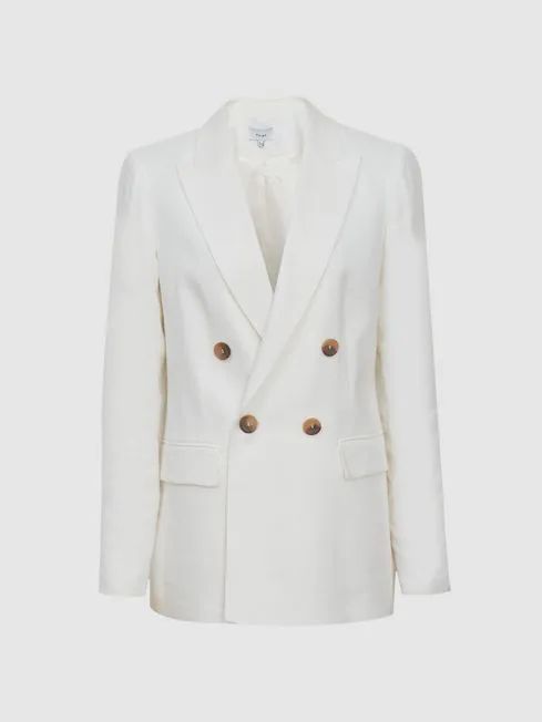 Linen Blend Double Breasted Blazer | Reiss (UK)