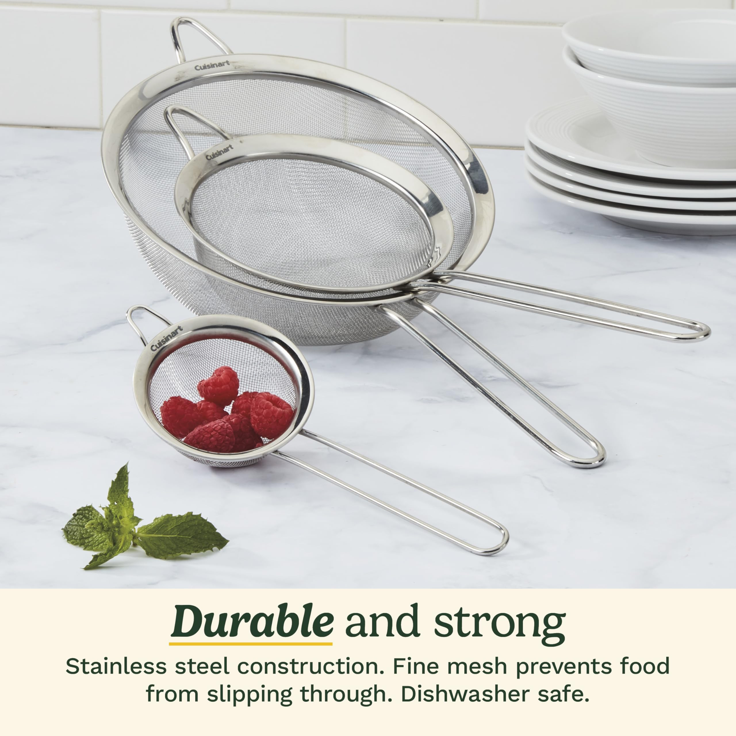 Cuisinart Mesh Strainers, 3 Count (Pack of 1) Set, CTG-00-3MS Silver | Amazon (US)