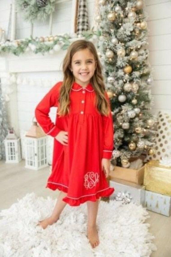 Girls Ruffle Nightgown Girls Christmas Pajamas Girls Ruffle - Etsy | Etsy (US)