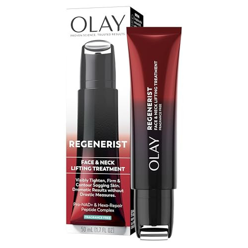 Olay Regenerist Neck and Face Roller, Neck Cream for Tightening and Firming, Anti-Aging Moisturizer for Women, Anti-Wrinkle Serum, Face Lift Cream, Cooling, Fragrance-Free, Hexa-Repair & NAD+, 1.7oz | Amazon (US)