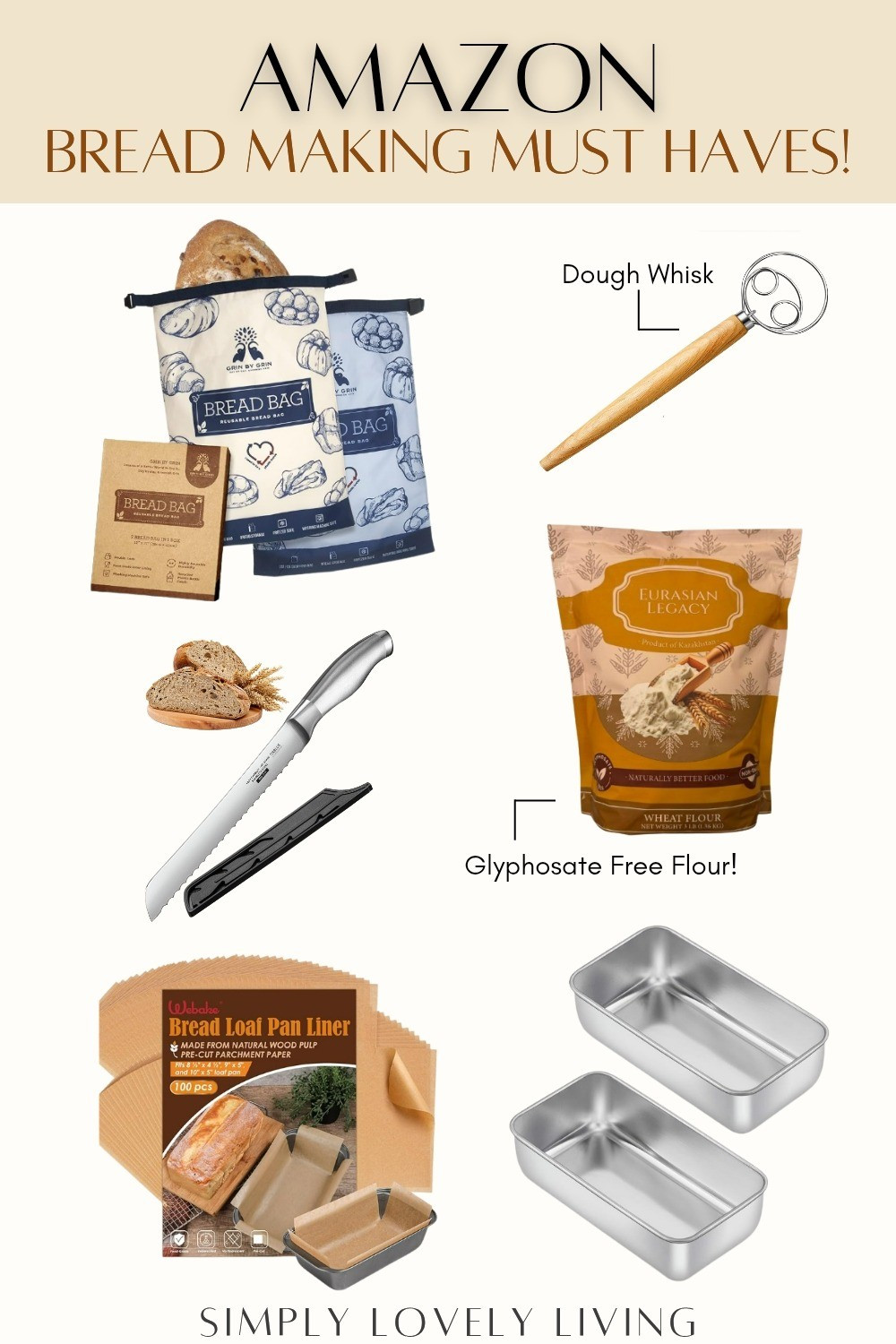 I am serious about my bread making journey! I got these awesome loaf pans that you can purchase purchase as a set of one or many. The glyphosate free flour was amazing! And the bread bags really do help with keeping them fresh for longer. A dough whisk and good serrated knife are a must! And the loaf liners are amazing! My bread didn't stick and it was so easy to take out of the pan! #breadmaking 

#LTKfoodie #LTKHome