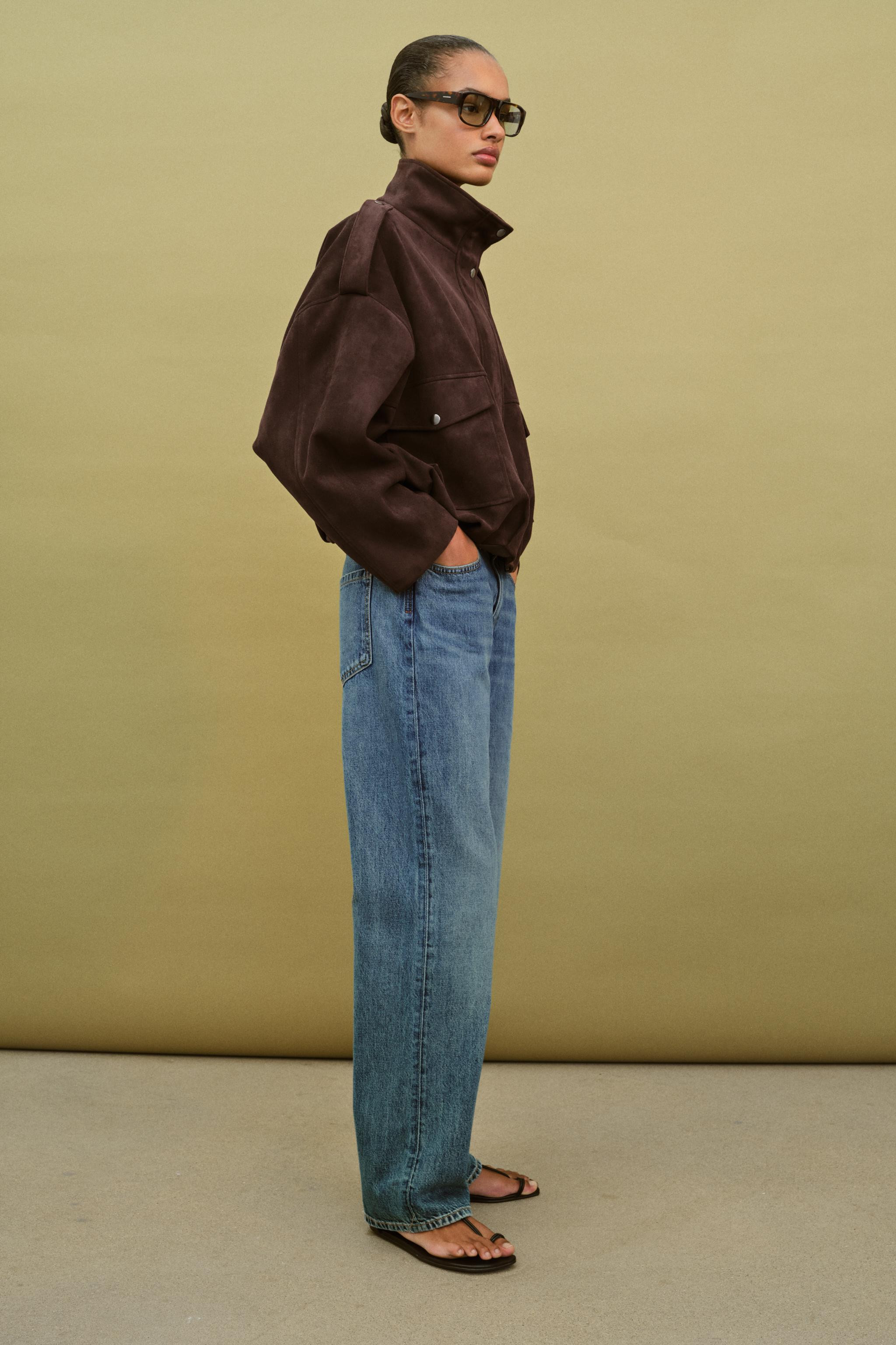 FAUX SUEDE JACKET WITH SHOULDER TABS | Zara US