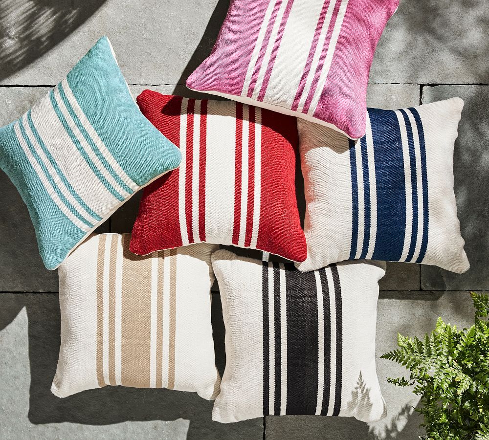 Modern Farmhouse Striped Outdoor Pillow | Pottery Barn (US)