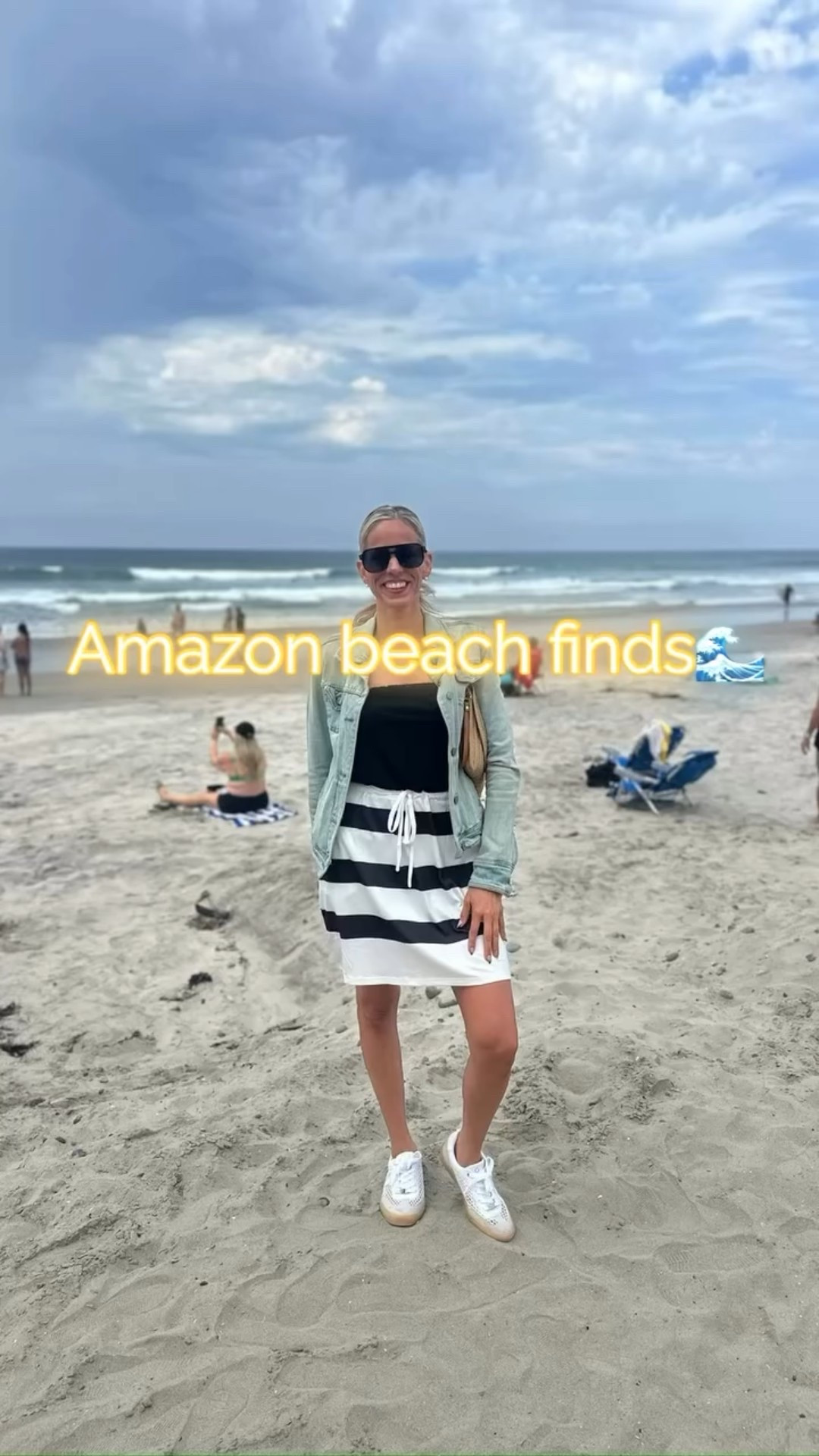 ✨ Sun-kissed & styled ✨
From sandy toes to breezy clothes — this beach look is giving effortless chic. 🌊☀️
👗 Outfit: one piece strapless comfy and nautical. 
🕶️ Accessories: shades and straw boho bag! 
Would you wear this for a beach day or a sunset dinner? 🌅👇
#BeachStyle #SummerOOTD #CoastalChic #VacationVibes #OOTDinspo#ootd #amazon #amazonfinds #california