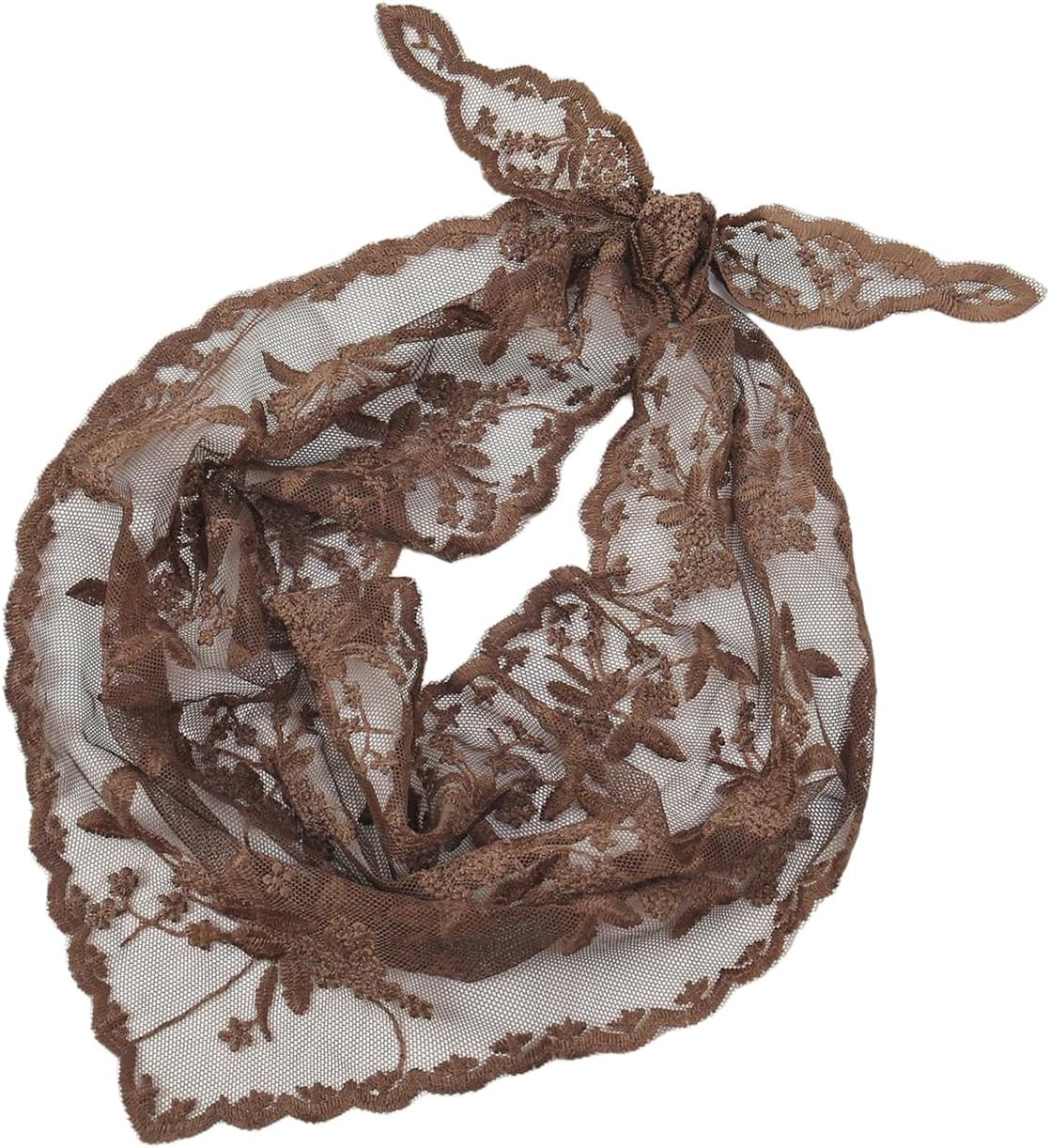 SweatyRocks Women's Floral Embroidery Lace Triangle Hair Scarf Headband | Amazon (US)