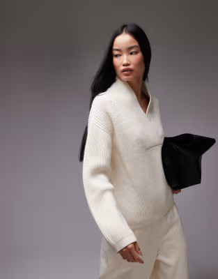 ARKET wool blend rib oversized sweater with shawl collar in off white | ASOS | ASOS (Global)