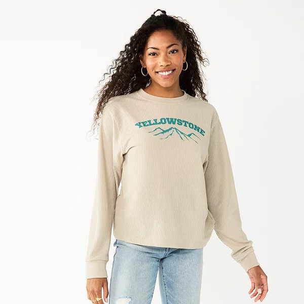 Juniors' Yellowstone Graphic Crewneck Waffle-Weave Top | Kohl's