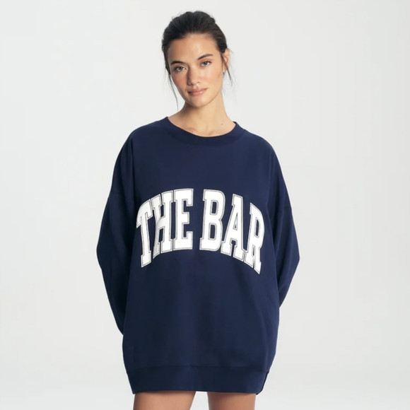 ✨NEW!✨The Bar Varsity Sweatshirt in Navy/White. | Poshmark