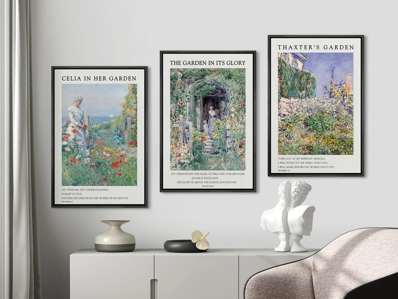 Framed Canvas Wall Art Claude Monet Garden Flowers Collection - Etsy | Etsy (US)