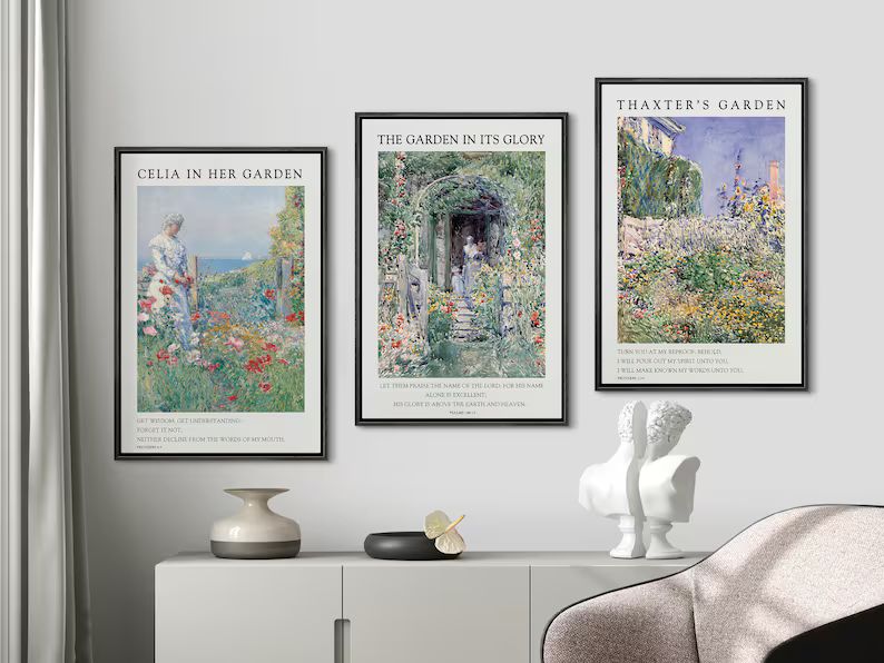 Framed Canvas Wall Art Claude Monet Garden Flowers Collection - Etsy | Etsy (US)