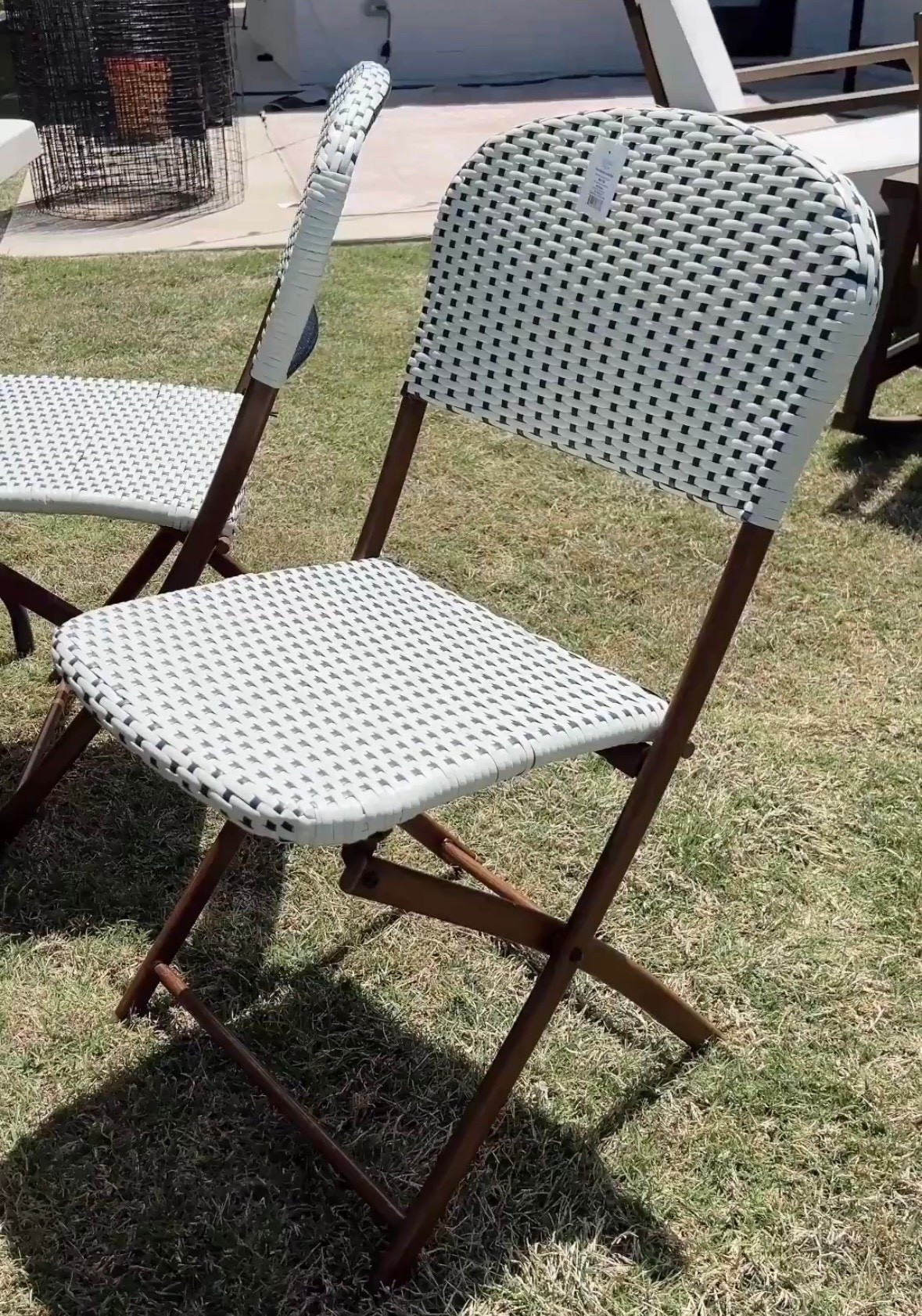 Stunning outdoor dining chairs that are foldable! These look like Serena & Lily but at Target pricing. They look so much better than online stock photo. The frame is a faux walnut and the chairs are sturdy and comfy  

#LTKHome