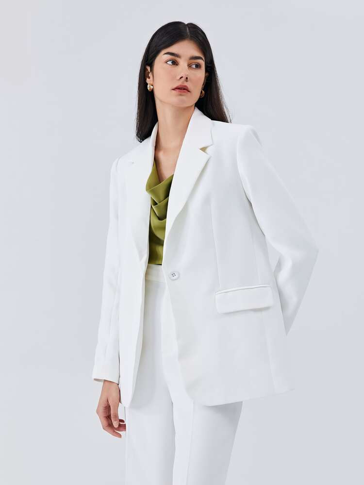 MOTF PREMIUM Blazer mit Strukturiert, einreihiger Knopfleiste | SHEIN