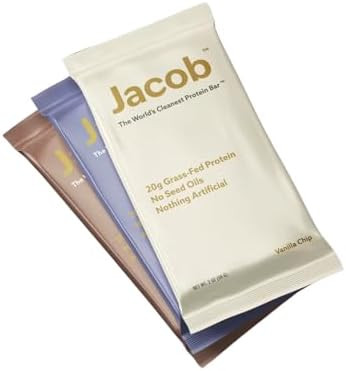 Jacob Bar, Protein Bars, Variety Pack (9 Bars Total) Contains 3 of Each; Chocolate, Vanilla, Berr... | Amazon (US)