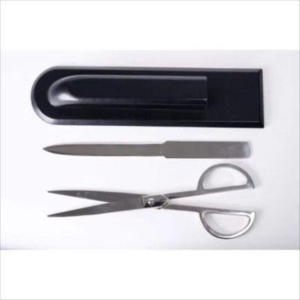 Leather desk organizer set in brown with pen holder and trays