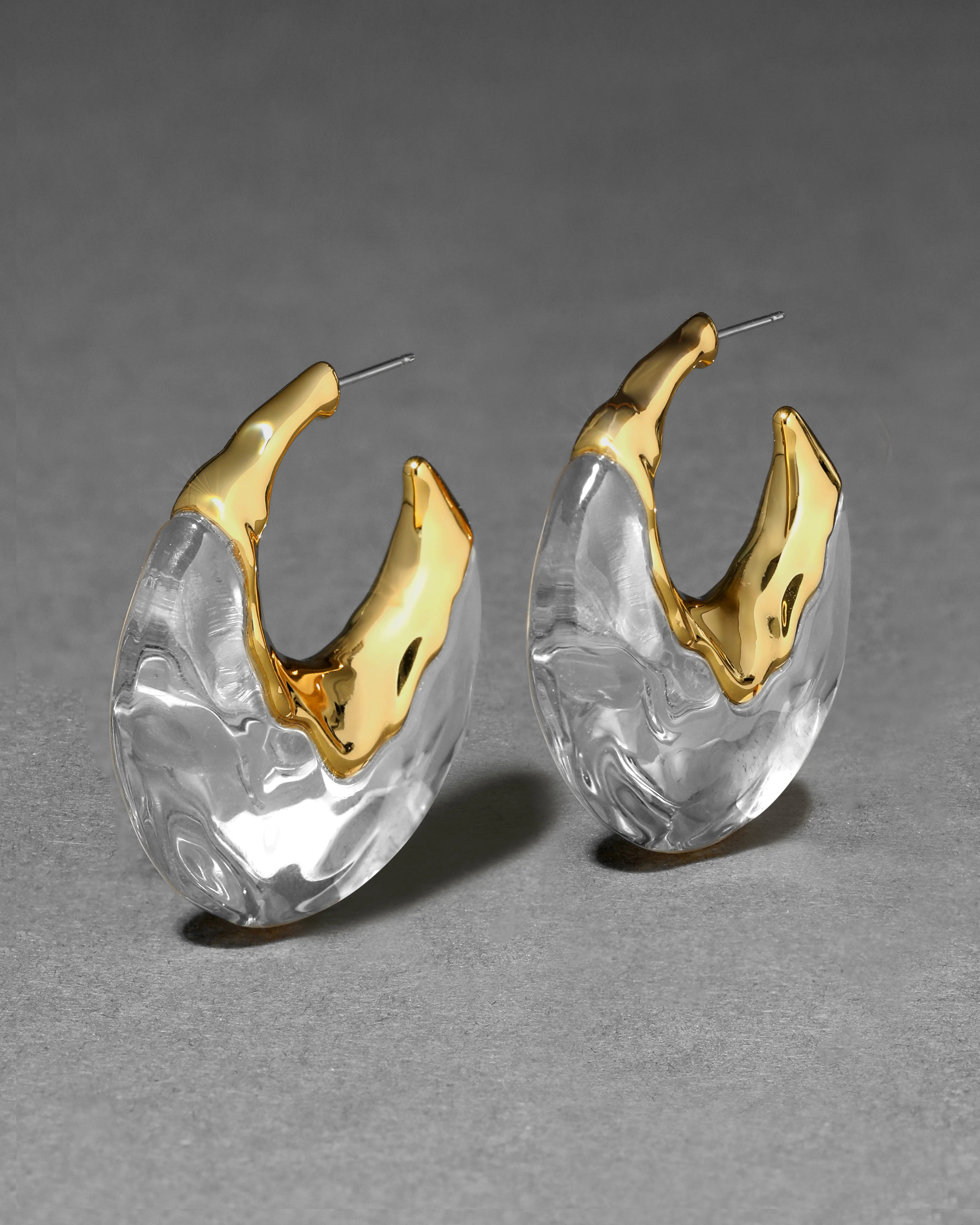 Clear Liquid Lucite Puffy Hoop Earrings | Clear Hoop Earrings | Alexis Bittar