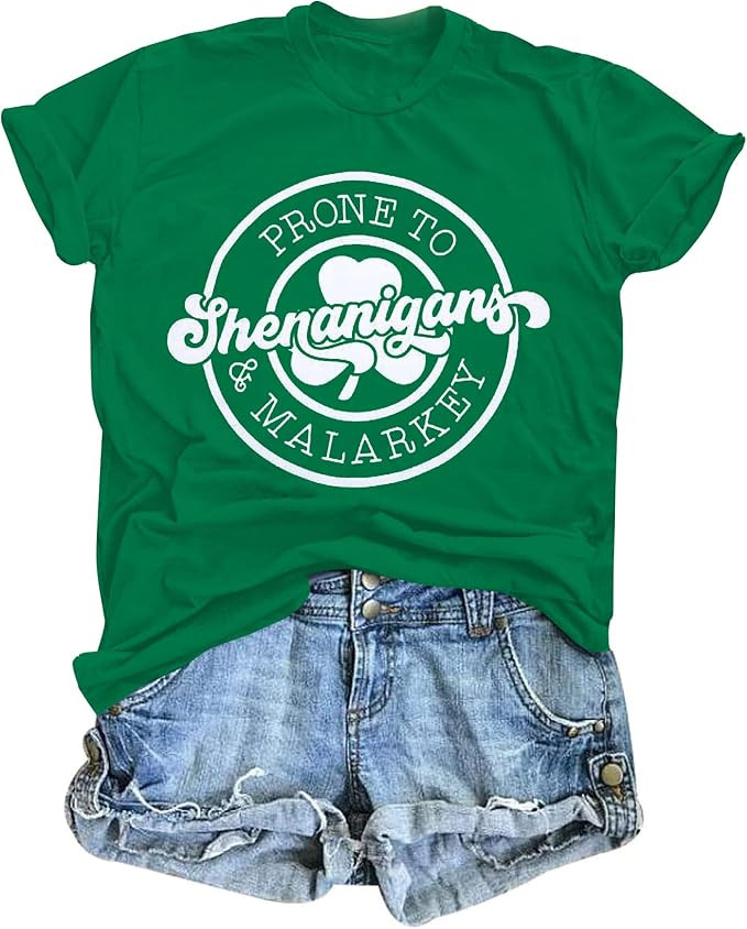 Womens St Patrick's Day Shirts Let The Shenanigans Begin Shirt Lucky T Shirt Shamrock Tee Funny S... | Amazon (US)