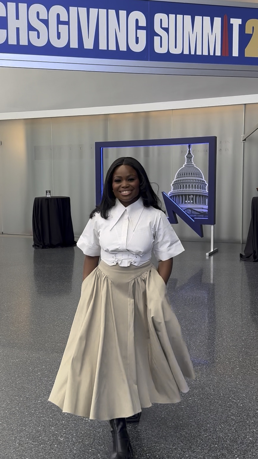 Pleated Khaki skirt & white button up top 
Speaking engagement attire 

#LTKWatchNow #LTKPetite #LTKStyleTip