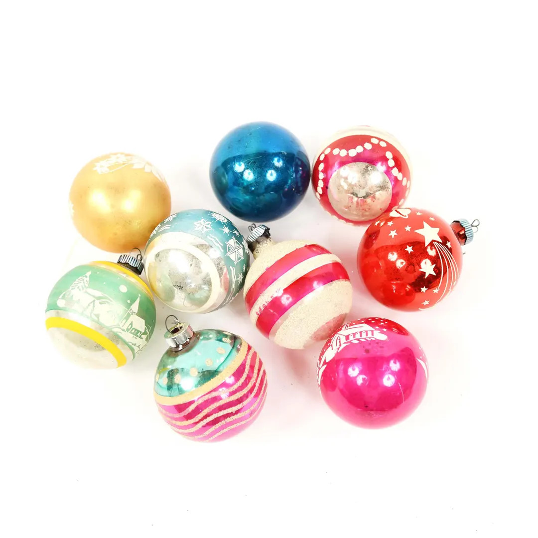 Vintage 50s Shiny Brite Merry Novelty Christmas Glass Ornament Holiday Prints - Etsy | Etsy (US)