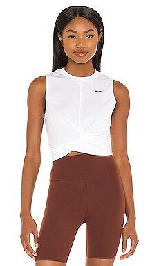 Nike NK Dry Twist Crop Tank in White from Revolve.com | Revolve Clothing (Global)