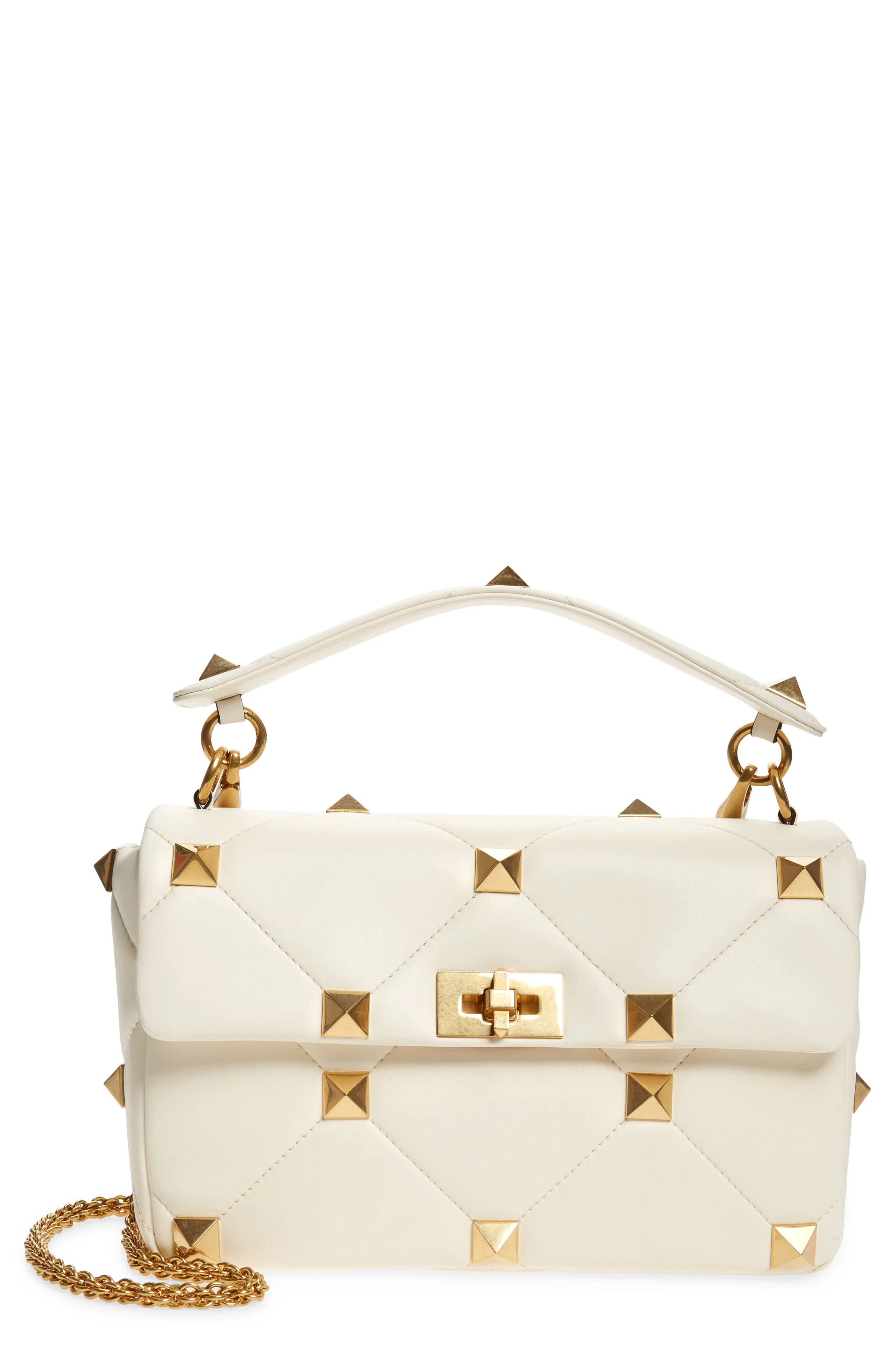 Valentino Garavani Roman Stud Nappa Chain Bag - Ivory | Nordstrom