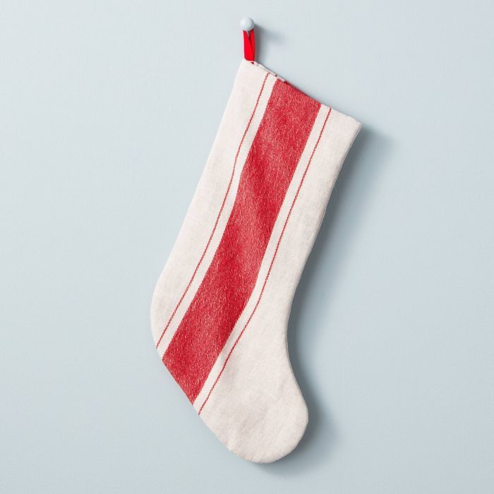 Bold Center Stripe Stocking Red/Cream - Hearth &#38; Hand&#8482; with Magnolia | Target