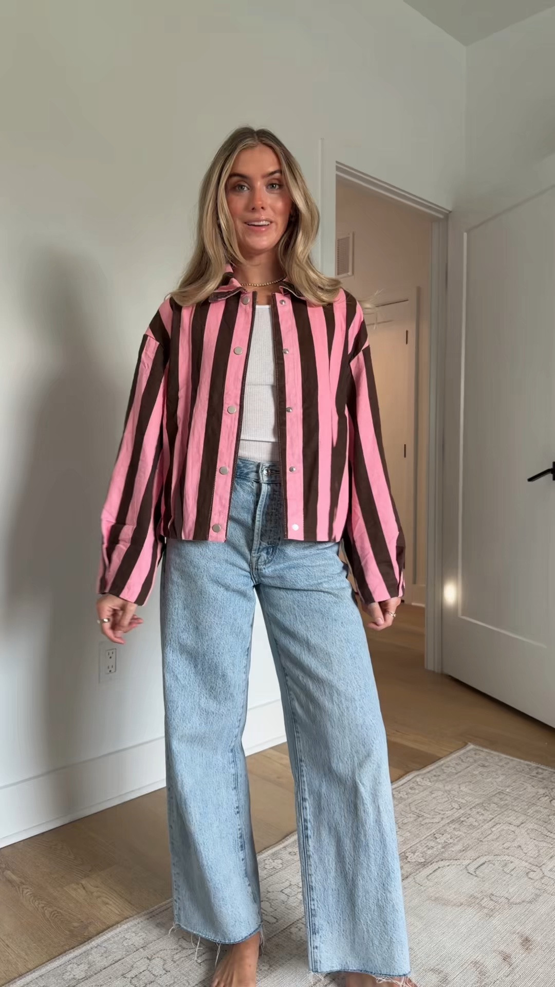 the pink and brown color combo > the cutest amazon fashion find I love a pop of color and print overtop a basic outfit like a tank and denim jeans 

#founditonamazon #amazonfashionfinds #amazonfashion #amazonjackets #amazonfallfashion @Amazon Fashion